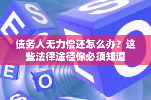 债务人无力偿还怎么办？这些法律途径你必须知道