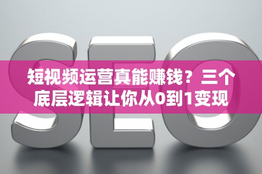 短视频运营真能赚钱？三个底层逻辑让你从0到1变现