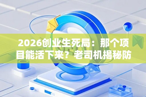 2026创业生死局:那个项目能活下来?老司机揭秘防坑“无间道” 2026创业生死局:那个项目能活下来?老司机揭秘防坑“无间道”
