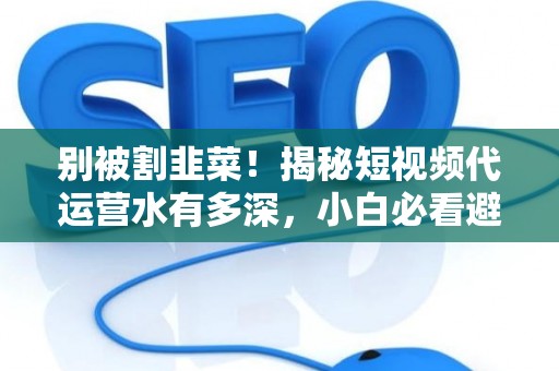 别被割韭菜!揭秘短视频代运营水有多深,小白必看避坑指南 别被割韭菜!揭秘短视频代运营水有多深,小白必看避坑指南